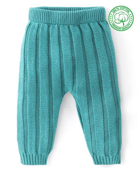 Babyhug Full Length Fleece & Woollen Pant Solid Color - Green