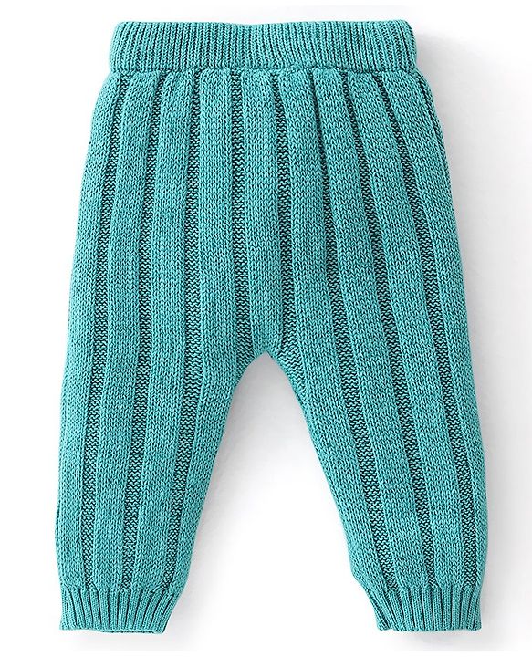 Babyhug Full Length Fleece & Woollen Pant Solid Color - Green