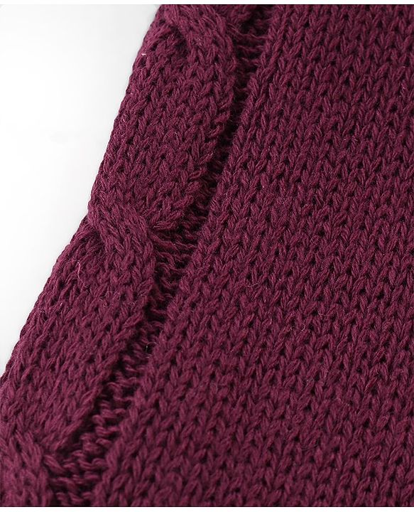 Babyhug Organic Cotton Full Length Solid Color Fleece and Woollen Lounge Pants - Maroon