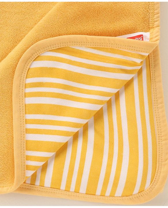 Babyhug Double Layer Interlock Hooded Towel Boat Print L 75 x B 76 cm- Yellow