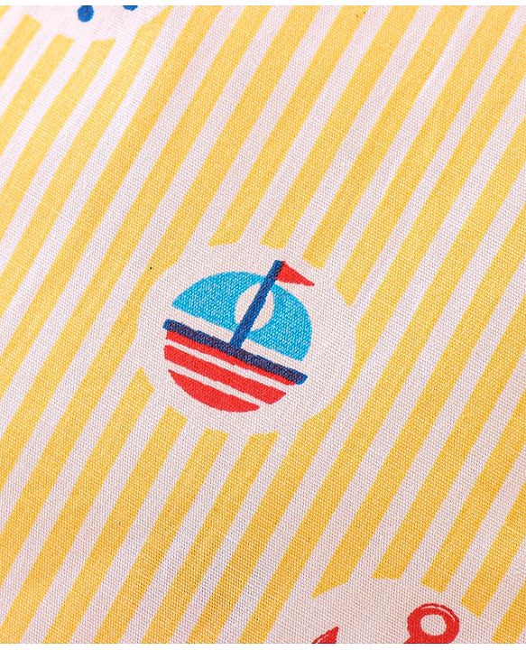 Babyhug Cotton Woven Full Sleeves Night Suit with Boat Print - Yellow