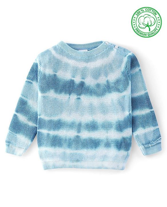 Babyhug Full Sleeves Pullover Sweater Tie Dye Stripes - Blue