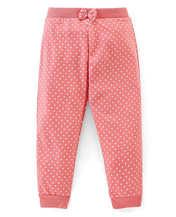 Babyhug Cotton Knit Full Lenght  Lounge Pant Floral Print Pack Of 2 - Pink & Maroon