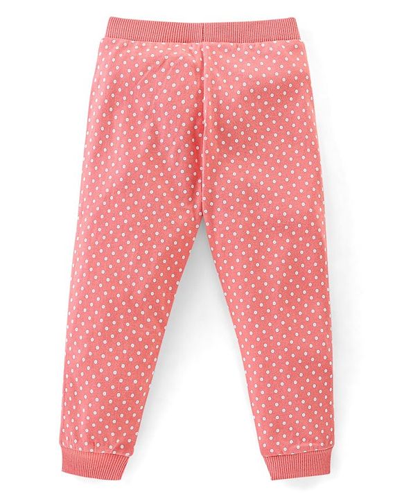 Babyhug Cotton Knit Full Lenght  Lounge Pant Floral Print Pack Of 2 - Pink & Maroon