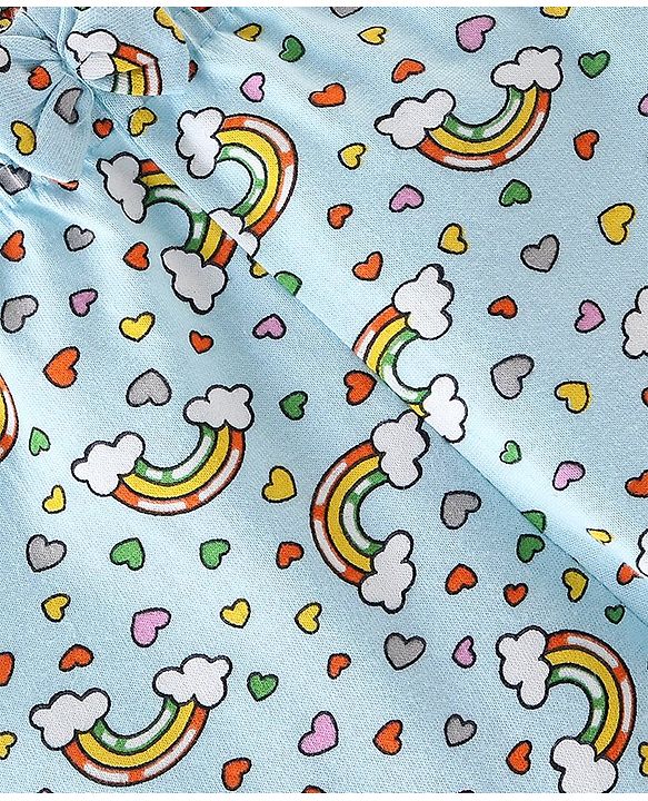 Babyhug Cotton Knit Full Length Lounge Pants Rainbow Print Pack of 2 - Pink & Sky Blue