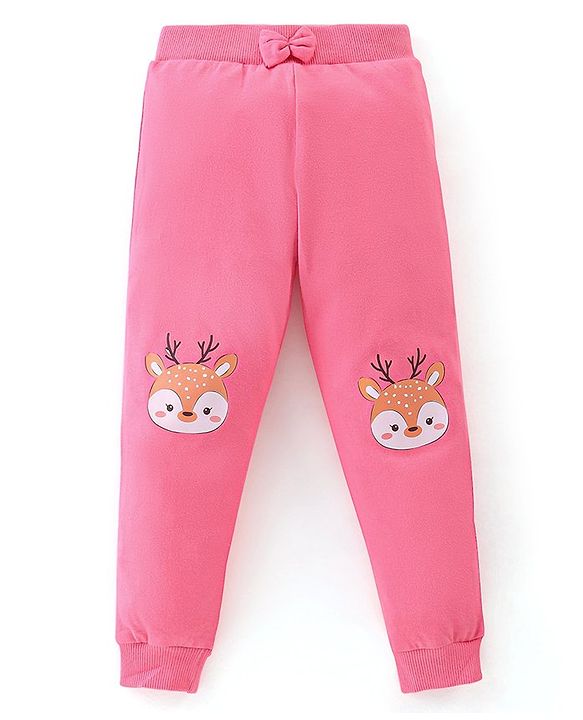 Babyhug Cotton Knit Lounge Pants Floral Print Pack of 3 - Pink & Blue