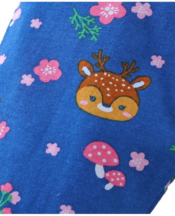 Babyhug Cotton Knit Lounge Pants Floral Print Pack of 3 - Pink & Blue