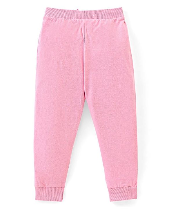 Babyhug Cotton Knit Full Length Lounge Pant Floral & Heart Print Pack of 3 - Pink & Blue