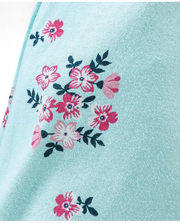 Babyhug Cotton Knit Full Length Lounge Pant Floral & Heart Print Pack of 3 - Pink & Blue