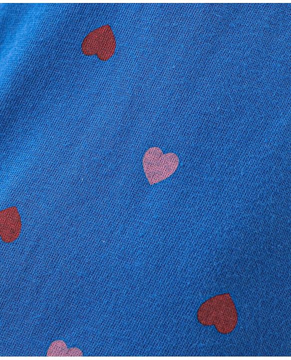 Babyhug Cotton Knit Full Length Lounge Pant Floral & Heart Print Pack of 3 - Pink & Blue