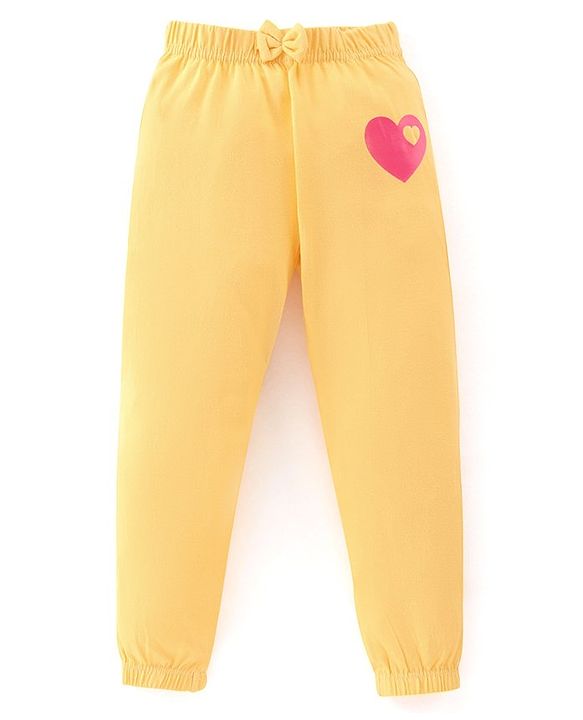 Babyhug Cotton Knit Track Pants Striped & Printed Pack of 3 - Pink & Yellow