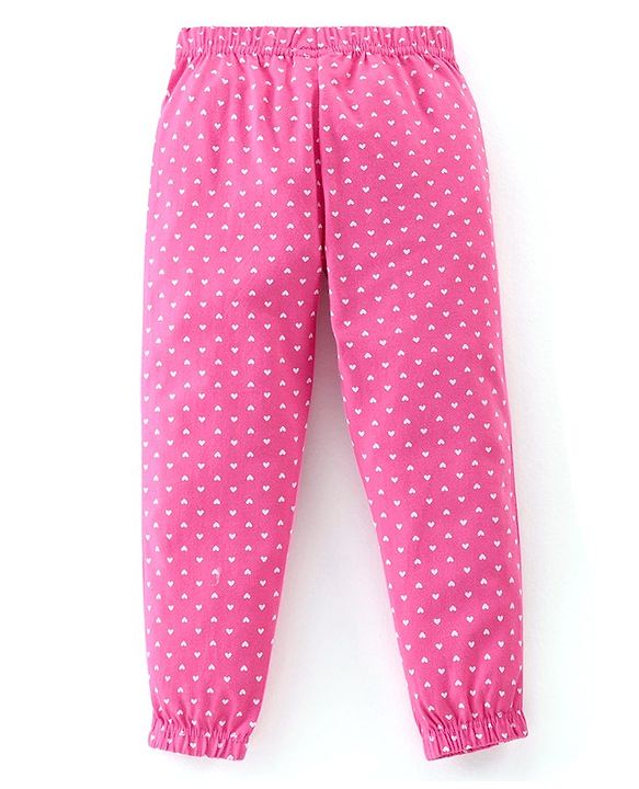 Babyhug Cotton Knit Track Pants Striped & Printed Pack of 3 - Pink & Yellow
