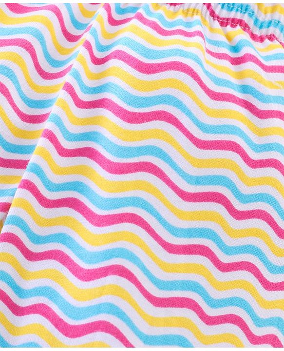 Babyhug Cotton Knit Track Pants Striped & Printed Pack of 3 - Pink & Yellow