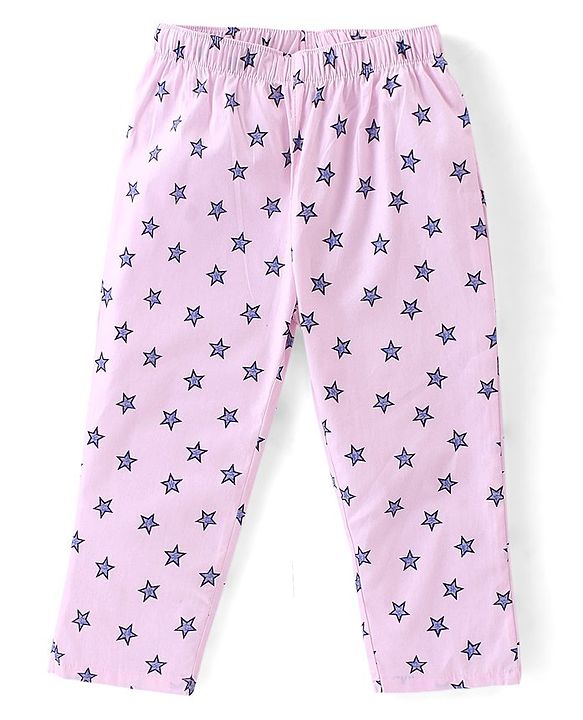 Babyhug Cotton Woven Full Sleeves Star Printed Night Suit - Pink