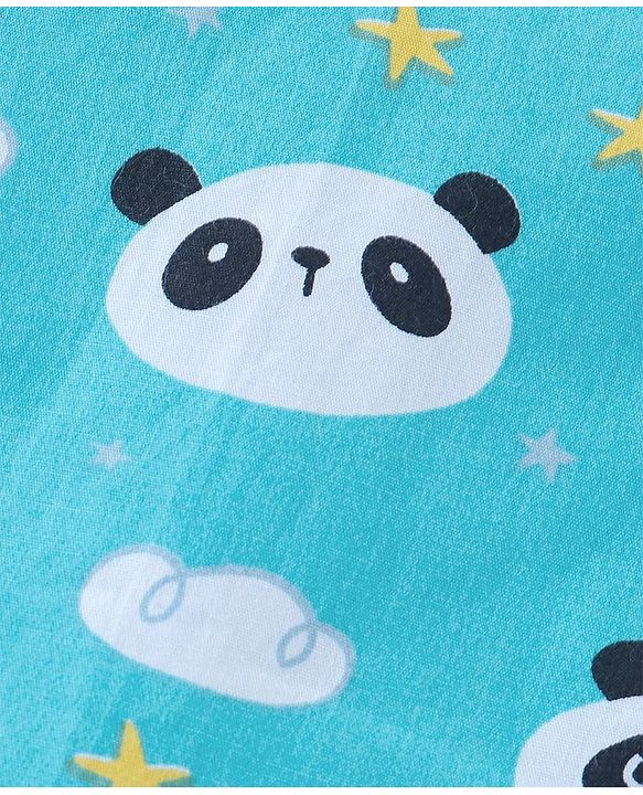 Babyhug Cotton Knit Half Sleeves Night Suit With Panda Print - Blue