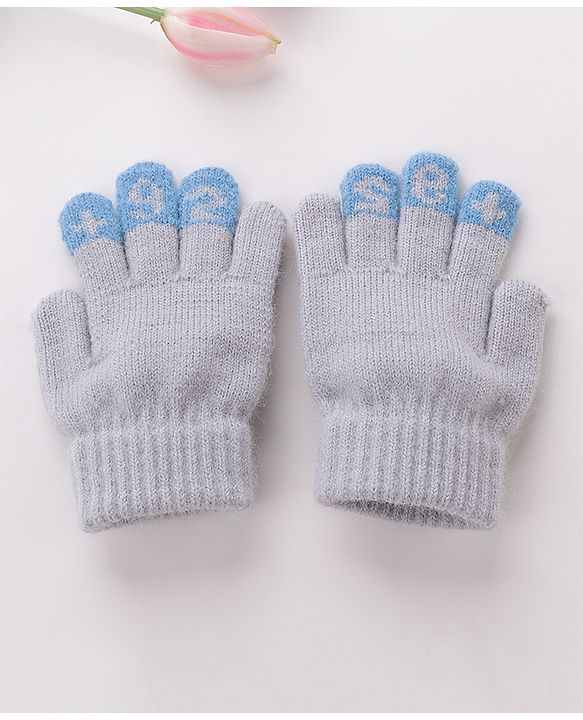 Babyhug Woolen Gloves Pair Car Design - Grey