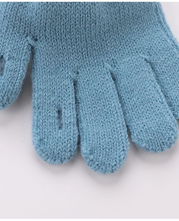 Babyhug Woolen Gloves Pair Solid Design - Sky Blue