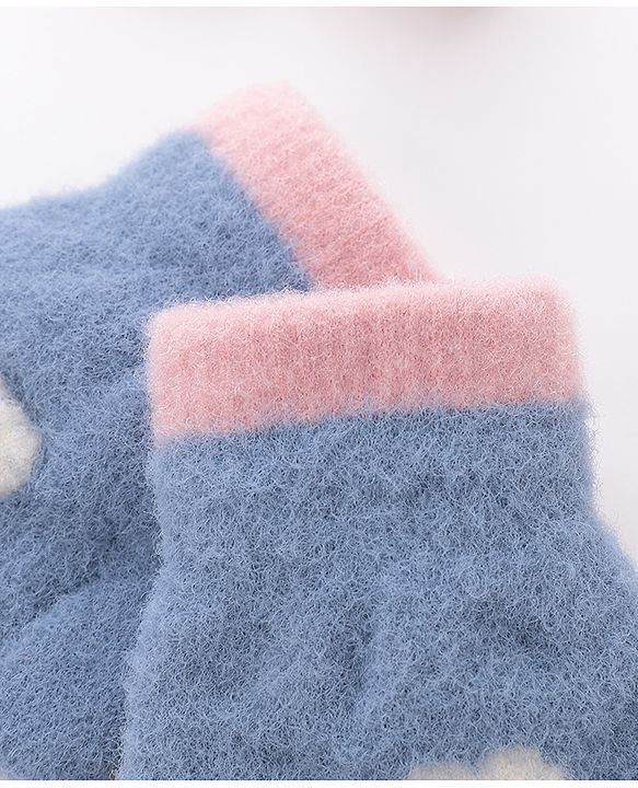 Babyhug Woolen Gloves Pair Paw Design - Sky Blue