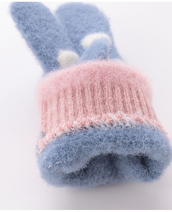 Babyhug Woolen Gloves Pair Paw Design - Sky Blue