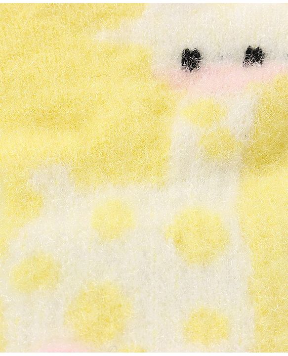 Babyhug Woolen Gloves Pair Giraffe Design - Yellow