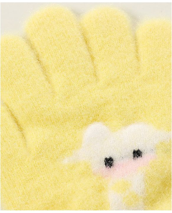 Babyhug Woolen Gloves Pair Giraffe Design - Yellow