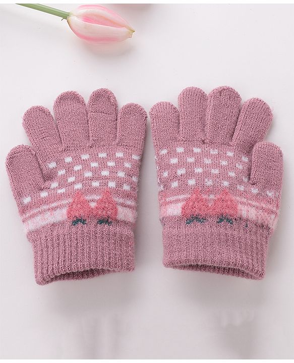 Babyhug Gloves Strawberry Design - Lavender