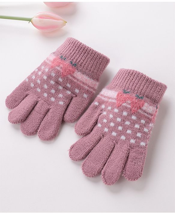Babyhug Gloves Strawberry Design - Lavender
