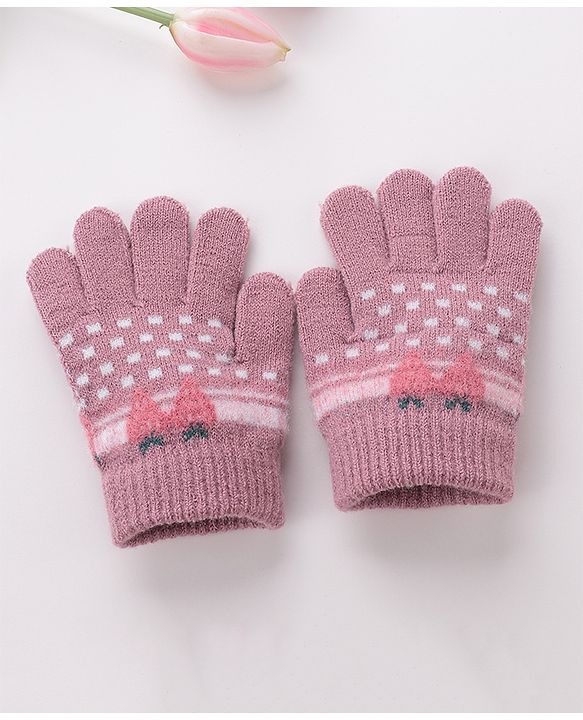 Babyhug Gloves Strawberry Design - Lavender