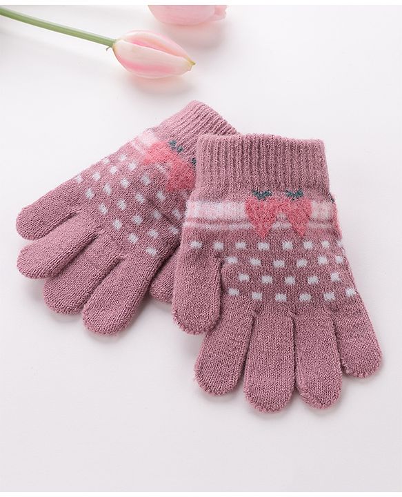Babyhug Gloves Strawberry Design - Lavender
