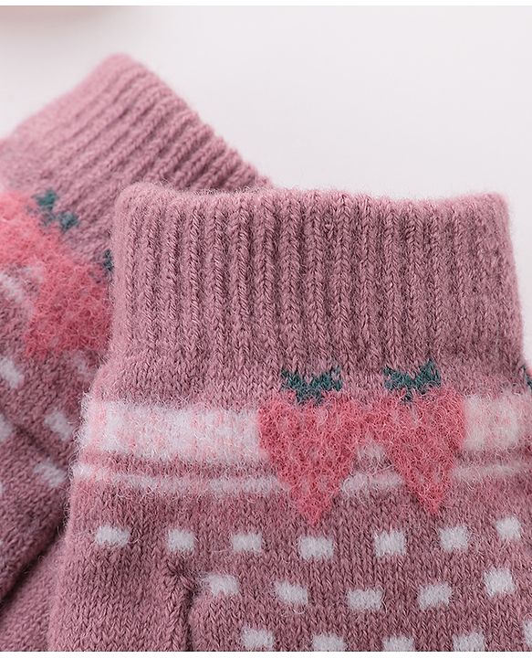 Babyhug Gloves Strawberry Design - Lavender