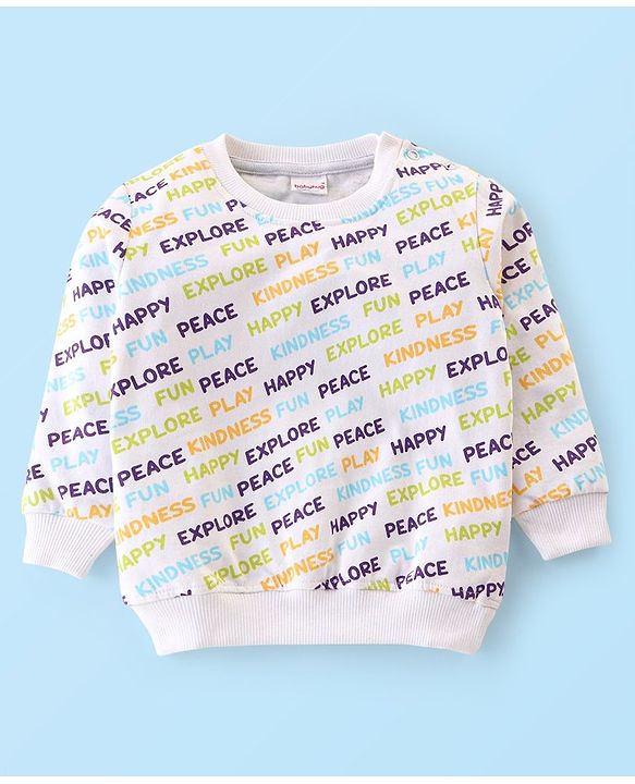 Babyhug Cotton Knit Full Sleeves Sweatshirts with Graphics Print Pack of 2 - Blue & White