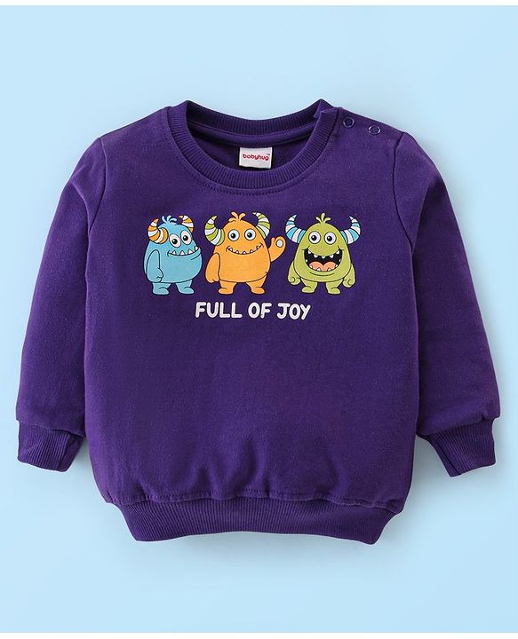 Babyhug Cotton Knit Full Sleeves Sweatshirts with Graphics Print Pack of 2 - Blue & White