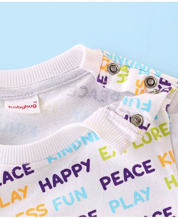 Babyhug Cotton Knit Full Sleeves Sweatshirts with Graphics Print Pack of 2 - Blue & White