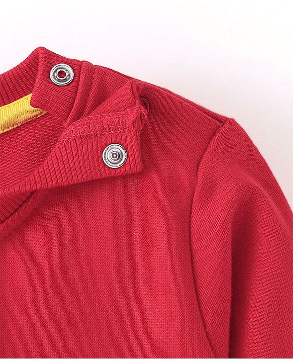 Babyhug Cotton Knit Full Sleeves Sweatshirt With Emoji & Text Graphics Pack Of 2 - Yellow & Red