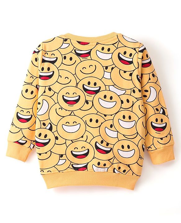 Babyhug Cotton Knit Full Sleeves Sweatshirt With Emoji & Text Graphics Pack Of 2 - Yellow & Red