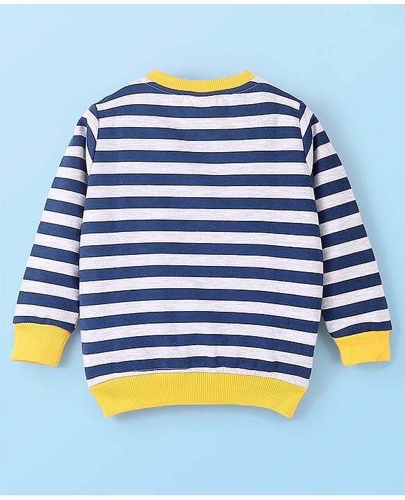 Babyhug Cotton Knit Full Sleeves Sweatshirt With Mickey Mouse Graphics - Yellow & Blue