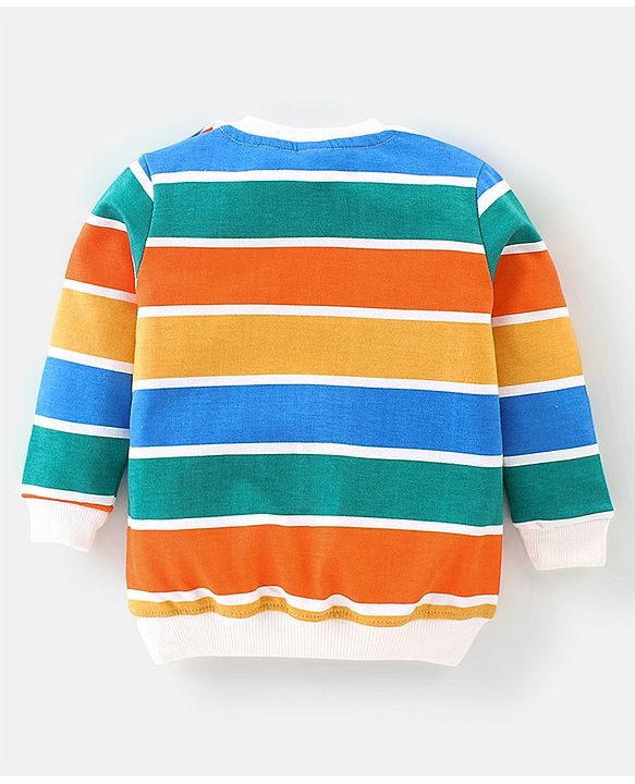Babyhug Cotton Full Sleeves Sweatshirt With Text & Stripes Graphics Pack Of 2 - Multicolour