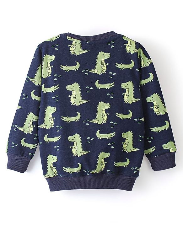 Babyhug Cotton Knit Full Sleeves Sweatshirt Dino Print Pack of 2 - Blue & Yellow