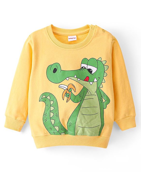 Babyhug Cotton Knit Full Sleeves Sweatshirt Dino Print Pack of 2 - Blue & Yellow