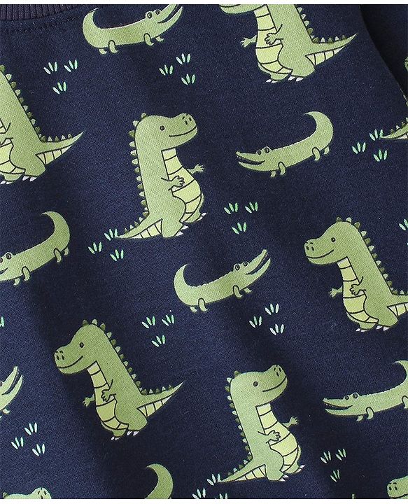 Babyhug Cotton Knit Full Sleeves Sweatshirt Dino Print Pack of 2 - Blue & Yellow