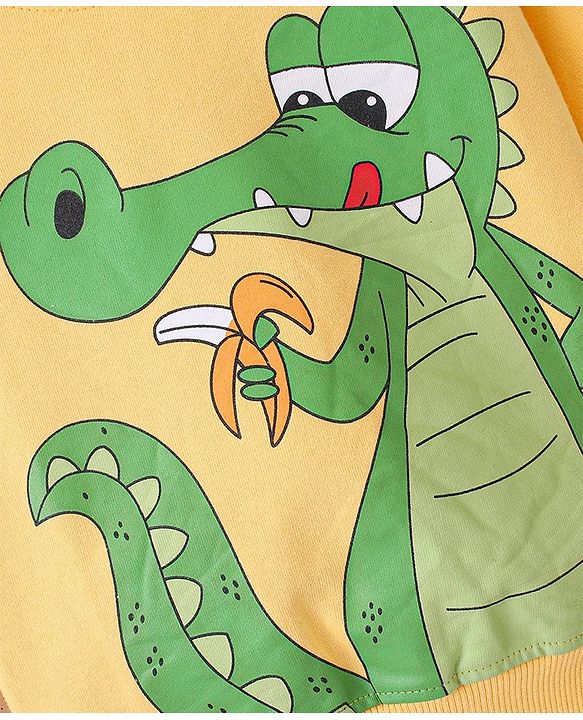 Babyhug Cotton Knit Full Sleeves Sweatshirt Dino Print Pack of 2 - Blue & Yellow