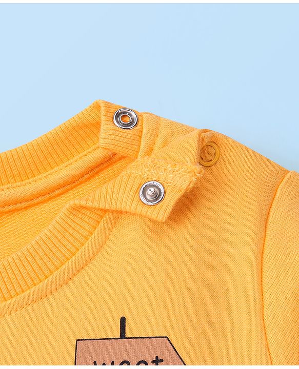 Babyhug Cotton Full Sleeves Graphic Tiger Print Sweatshirts Pack of  2 - White Melange & Yellow