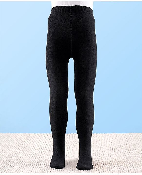 Cutewalk by Babyhug Non Terry Footed Anti Bacterial Solid Tights - Black