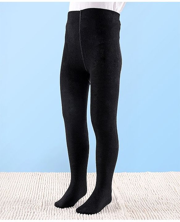 Cutewalk by Babyhug Non Terry Footed Anti Bacterial Solid Tights - Black