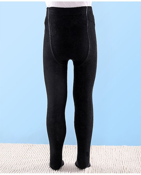 Cutewalk by Babyhug Non Terry Footed Anti Bacterial Solid Tights - Black