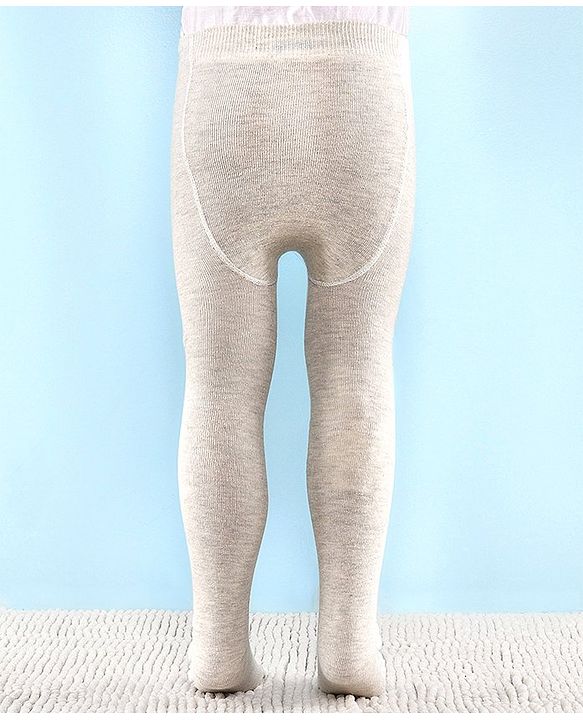Cutewalk by Babyhug Non Terry Footed Anti Bacterial Solid Tights - Ecru Melange