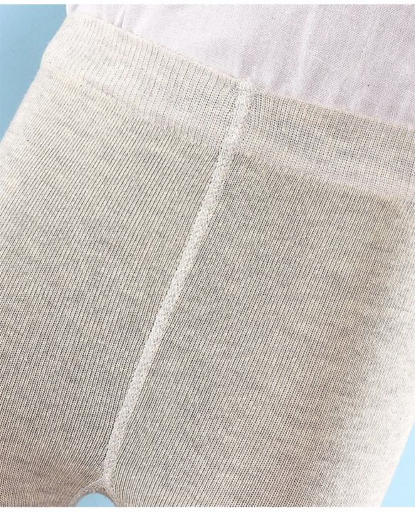 Cutewalk by Babyhug Non Terry Footed Anti Bacterial Solid Tights - Ecru Melange