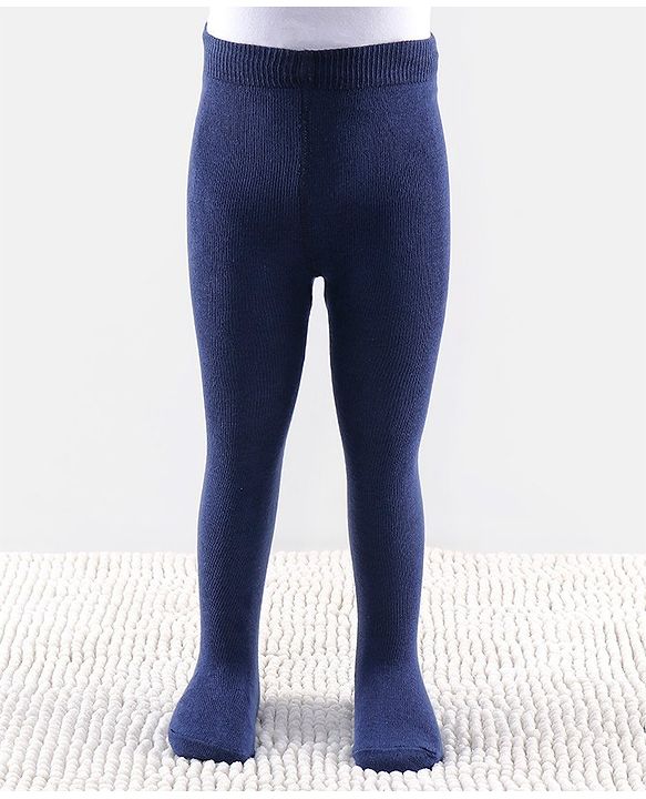 Cutewalk by Babyhug Non Terry Footed Anti Bacterial Solid  Tights - Navy Blue