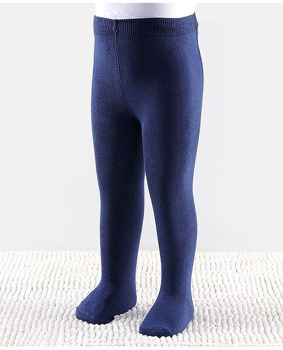 Cutewalk by Babyhug Non Terry Footed Anti Bacterial Solid  Tights - Navy Blue