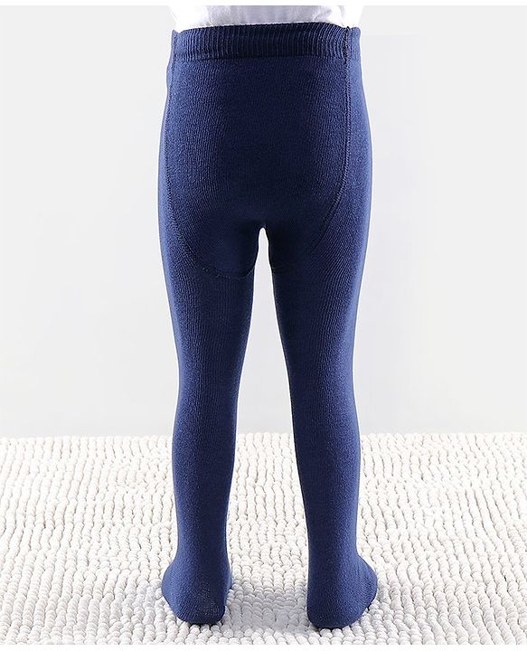 Cutewalk by Babyhug Non Terry Footed Anti Bacterial Solid  Tights - Navy Blue